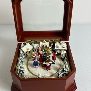 VTG Roman Animated Music Box Wish You A Merry Christmas Santa Tree Merry Go